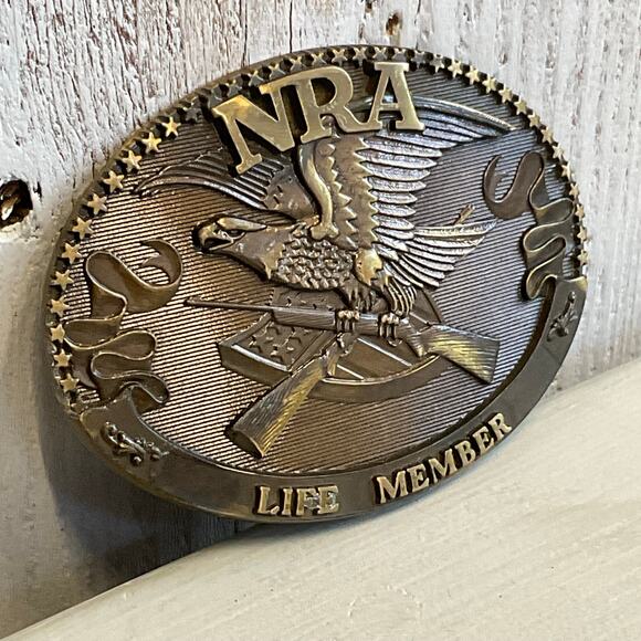 Vintage NRA 1985 Belt Buckle Life Member Solid Brass Norman Foundry USA - Picture 4 of 7